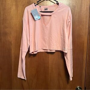 NWT Gymshark Power Down Crop Top Long Sleeve Large Peach Bellini